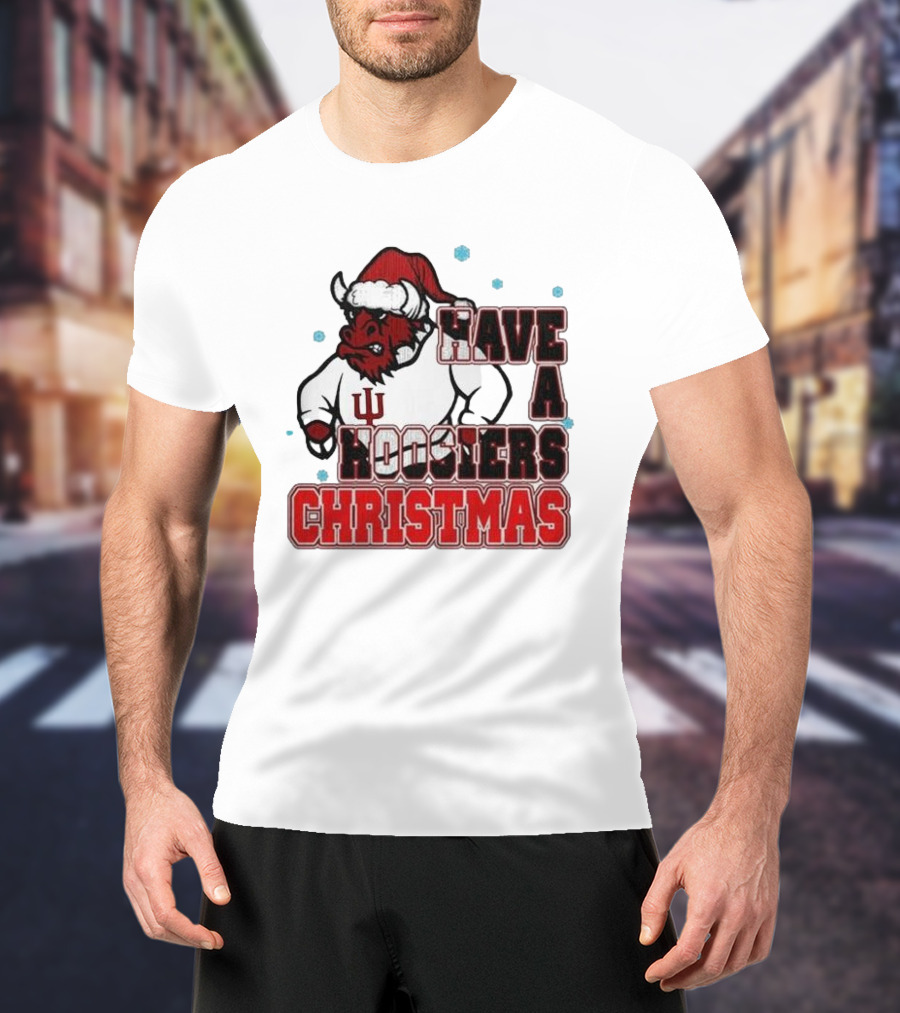 Indiana Hoosiers Santa Mascot Have A Hoosiers Christmas T-Shirt