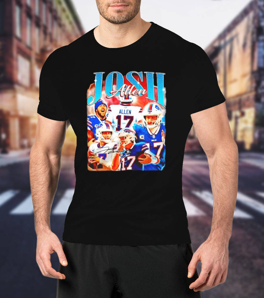 Josh Allen 17 Buffalo Bills Signature Vintage Retro Bootleg 90s T-Shirt