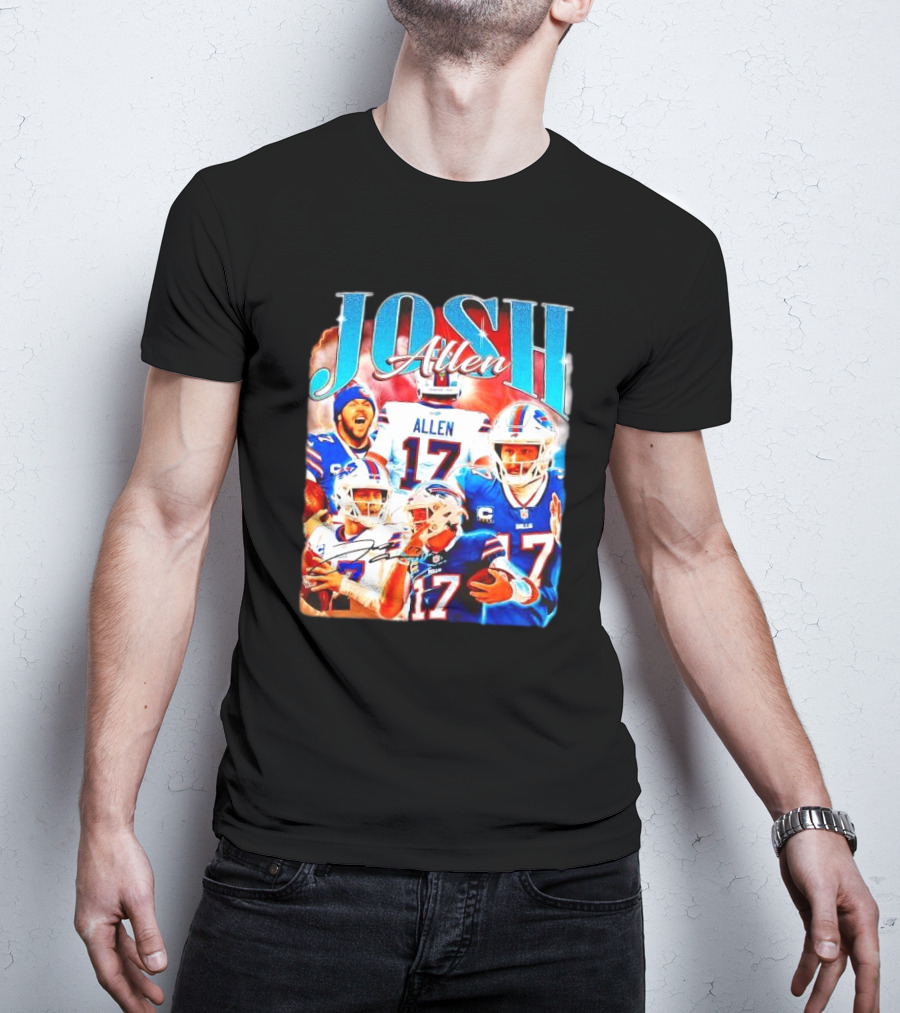 Josh Allen 17 Buffalo Bills Signature Vintage Retro Bootleg 90s T-Shirt