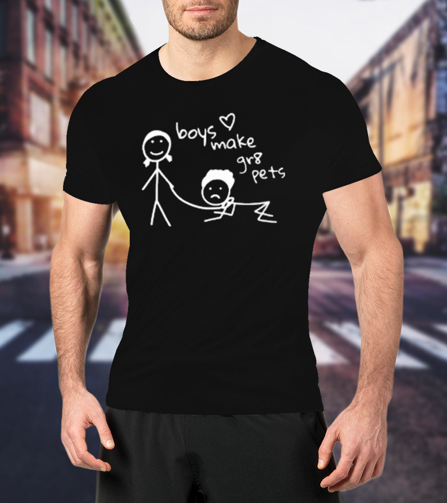 Boys Make Gr8 Pets Stick Figure Drawing With Heart T-Shirt