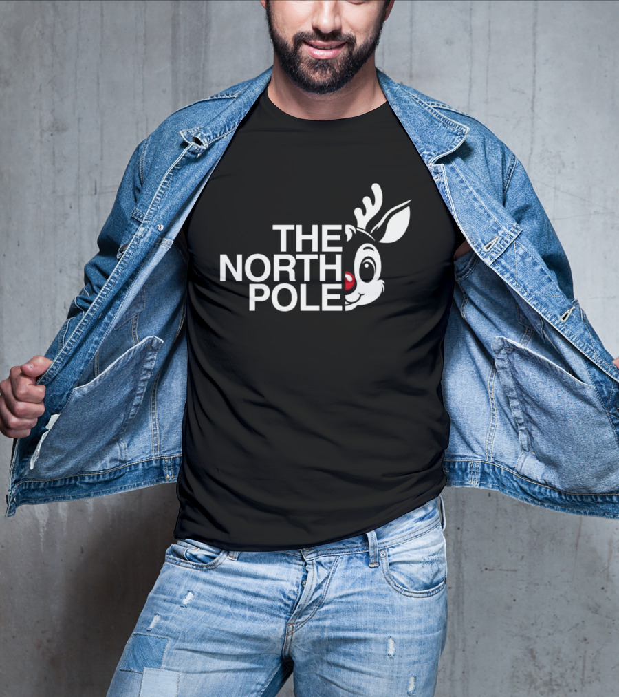 The North Pole Christmas Rudolph Reindeer Face T-Shirt