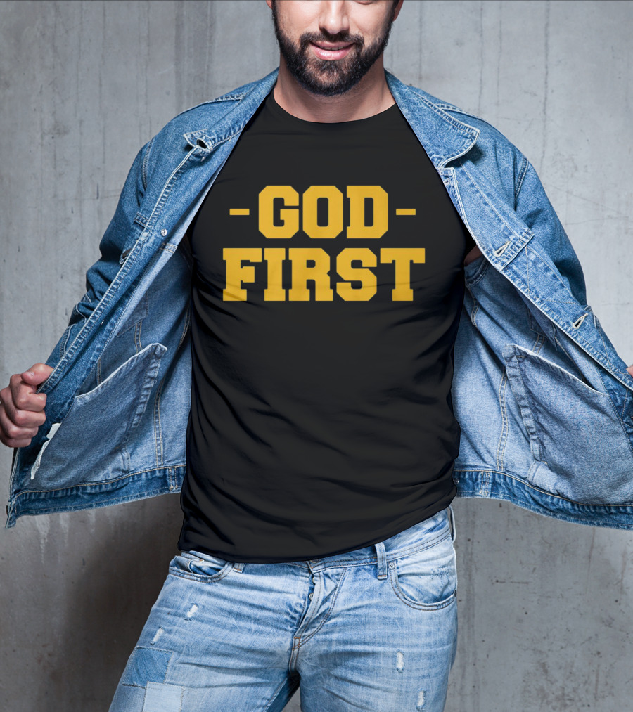 Tony Dungy God First Inspirational Christian Coach Message T-Shirt