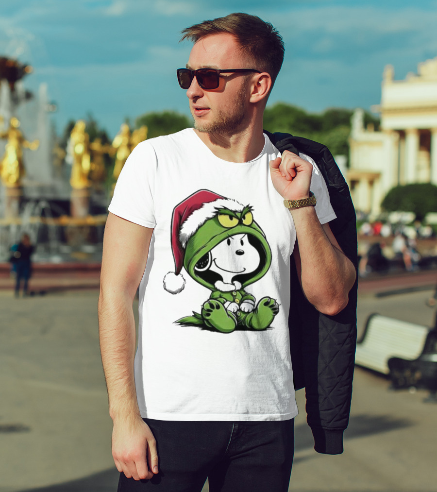 Grinch Snoopy Santa Costume Christmas T-Shirt