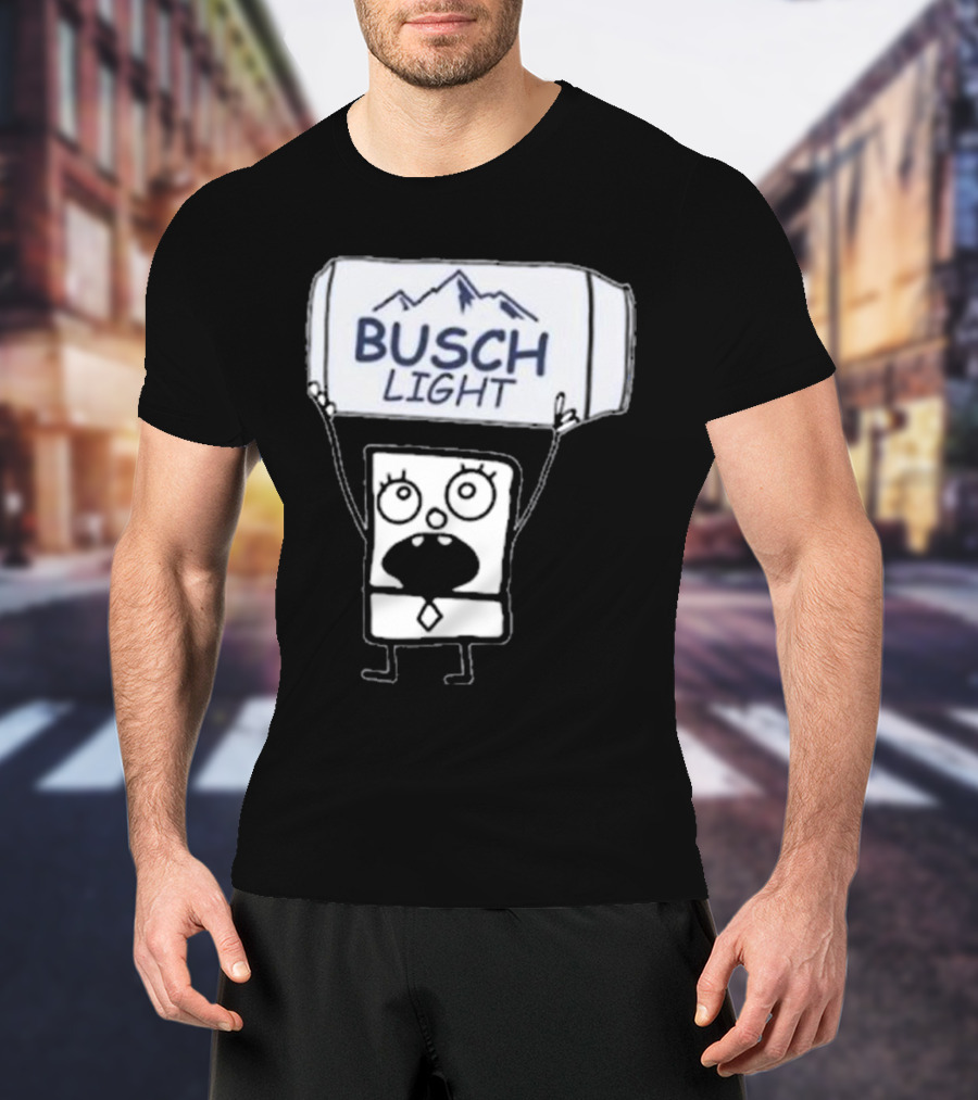 Doodlebob Holding Busch Light Can T-Shirt