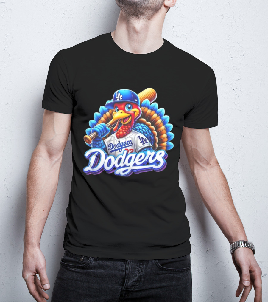 Dodgers Thanksgiving LA Baseball Turkey T-Shirt