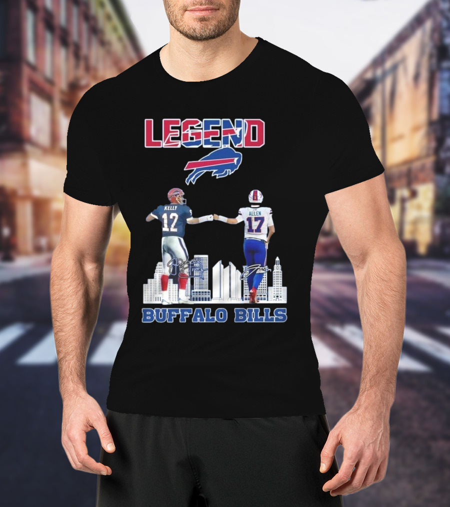 Legend Buffalo Bills Kelly 12 Allen 17 Signatures T-Shirt