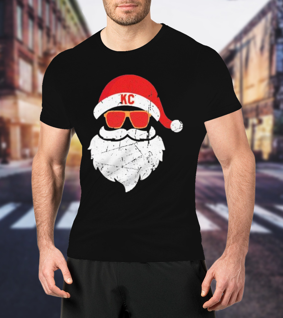 Kansas City Chiefs KC Santa Claus Christmas Holiday T-Shirt