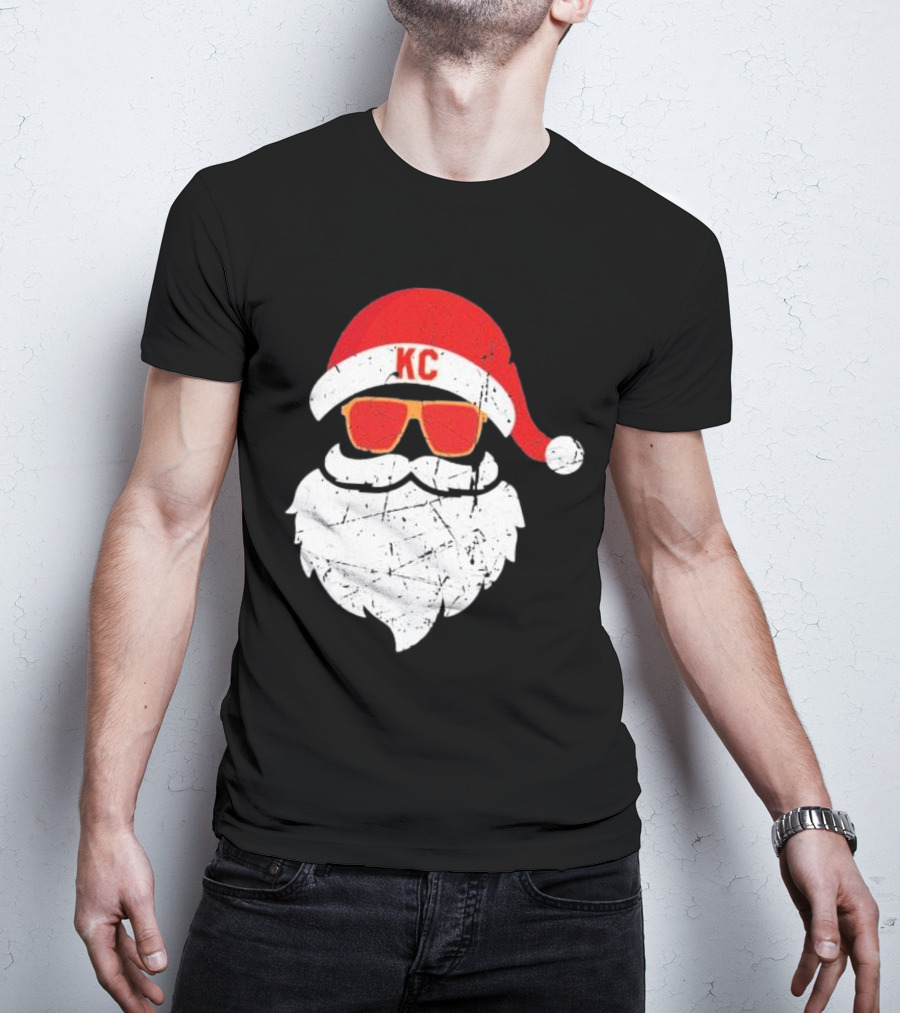 Kansas City Chiefs KC Santa Claus Christmas Holiday T-Shirt
