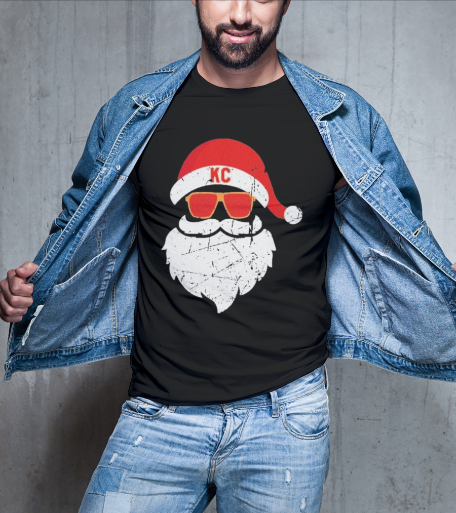 Kansas City Chiefs KC Santa Claus Christmas Holiday T-Shirt
