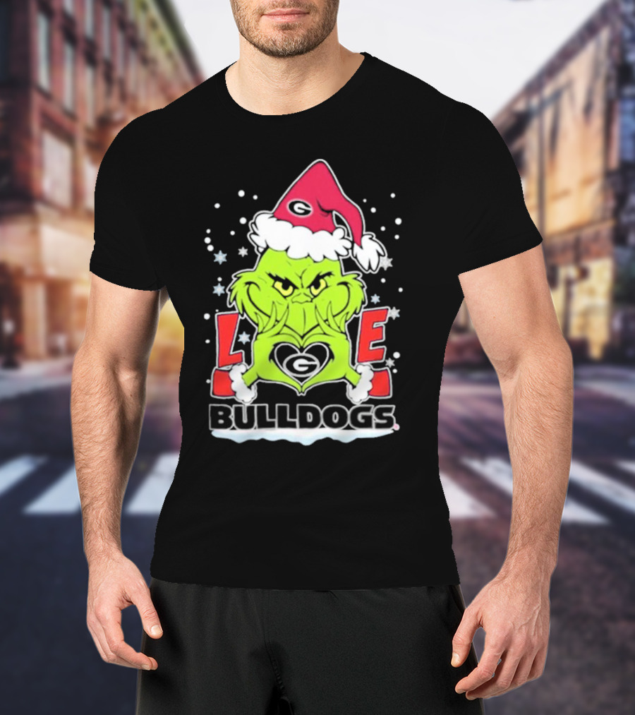 The Grinch Love Georgia Bulldogs Christmas Football T-Shirt