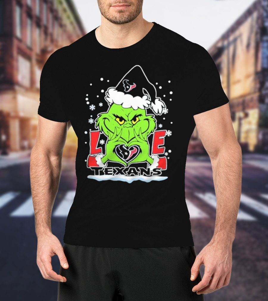 The Grinch Love Houston Texans Football Christmas T-Shirt