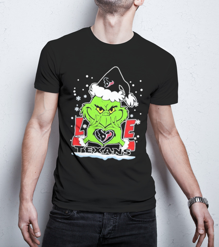 The Grinch Love Houston Texans Football Christmas T-Shirt