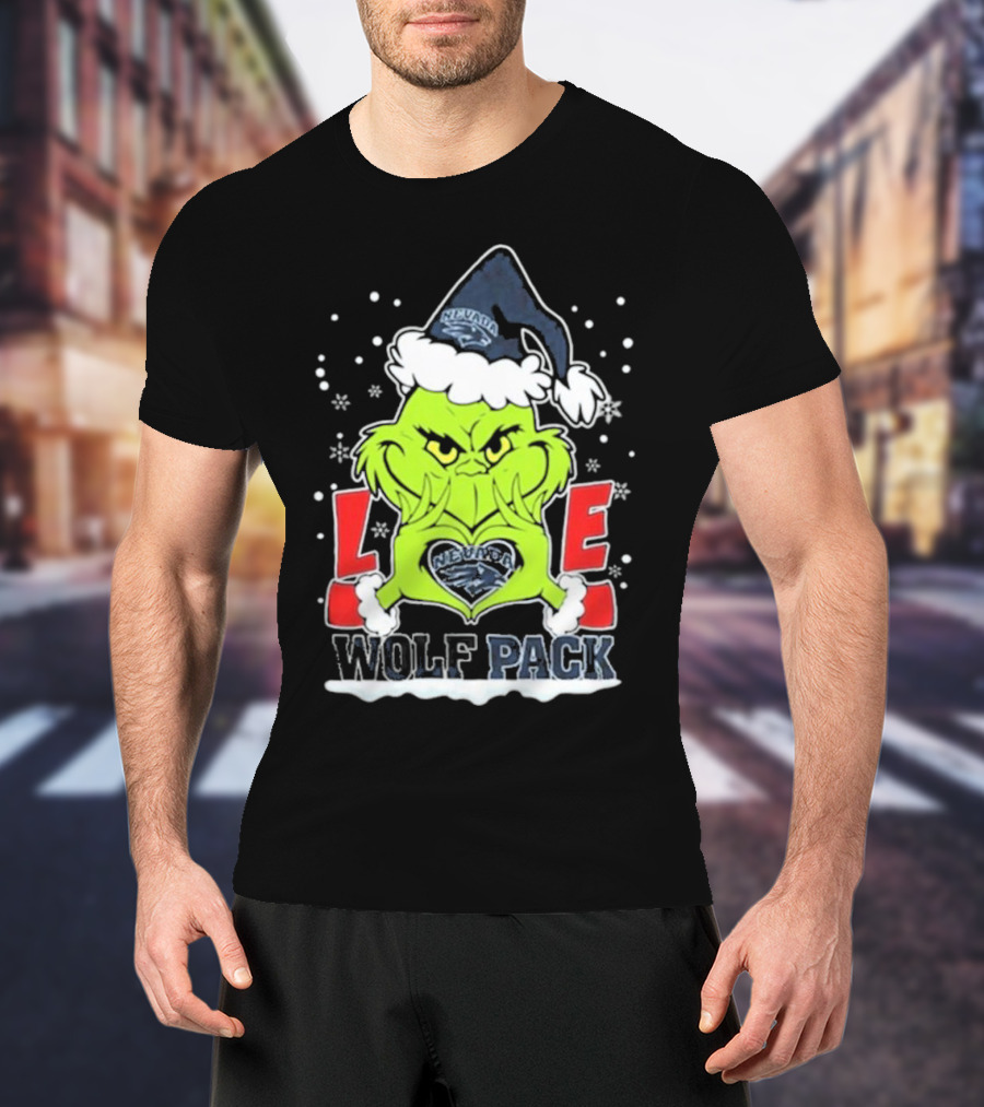 The Grinch Love Nevada Wolf Pack Football Christmas T-Shirt