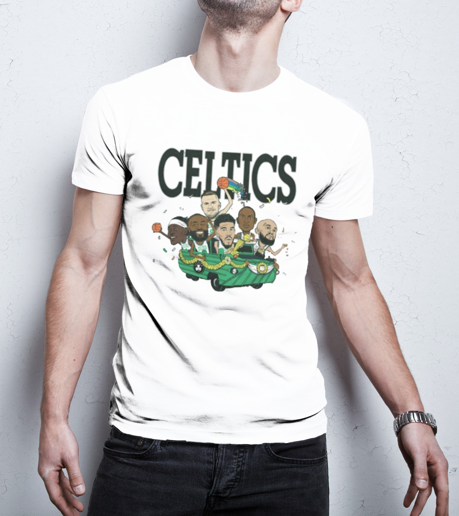 Celtics Basketball Team Cartoon Parade T-Shirt