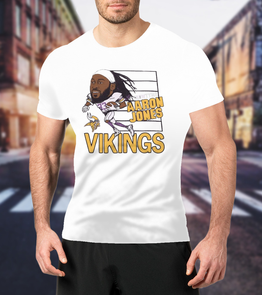 Vikings Showtyme Aaron Jones Football Cartoon Running T-Shirt