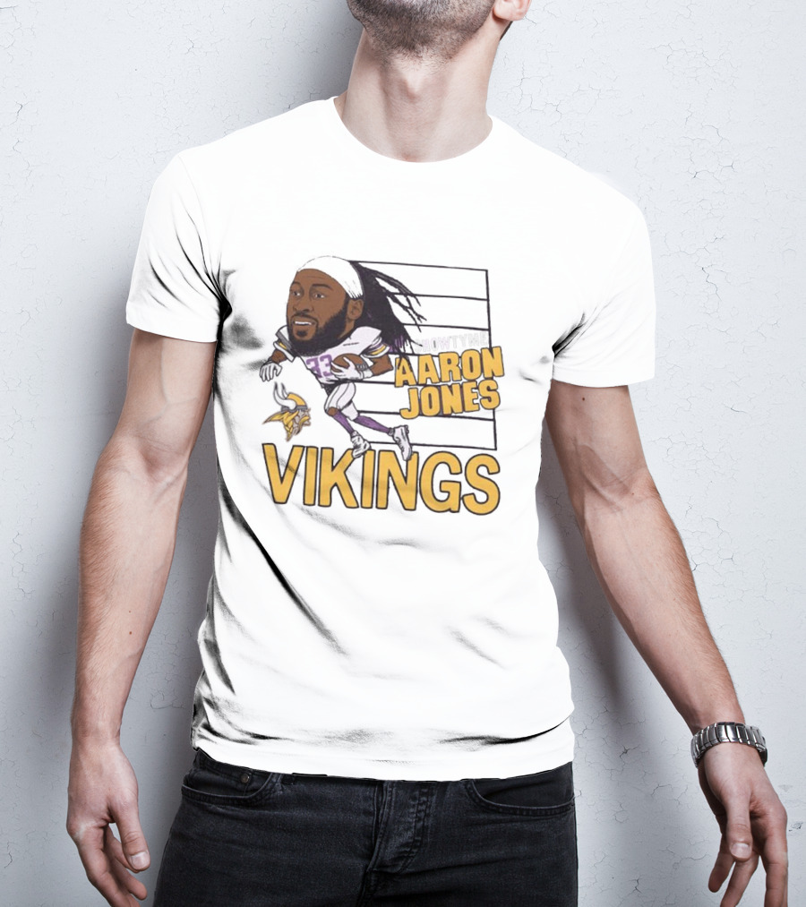 Vikings Showtyme Aaron Jones Football Cartoon Running T-Shirt