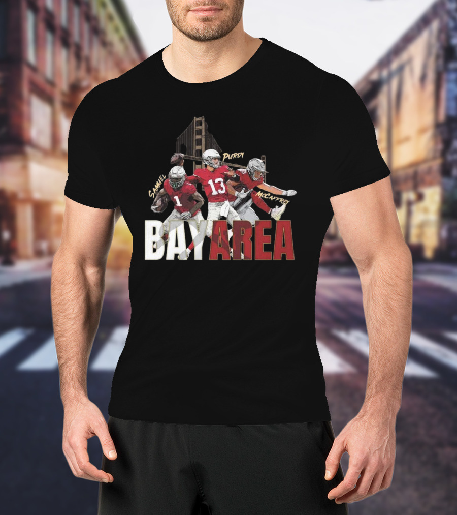 Sammel Purdy McCaffrey San Francisco 49ers Bay Area NFL Trio Football T-Shirt