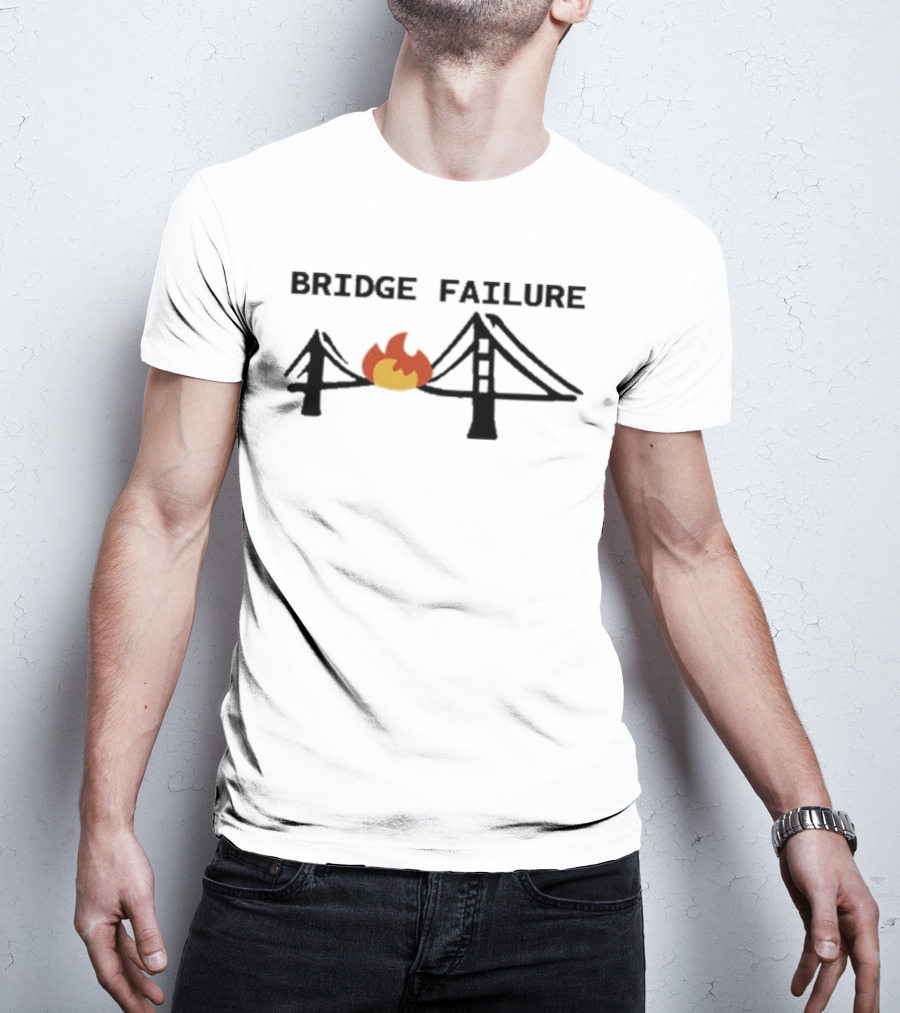 Bridge Failure Flaming Broken Bridge Collapse T-Shirt