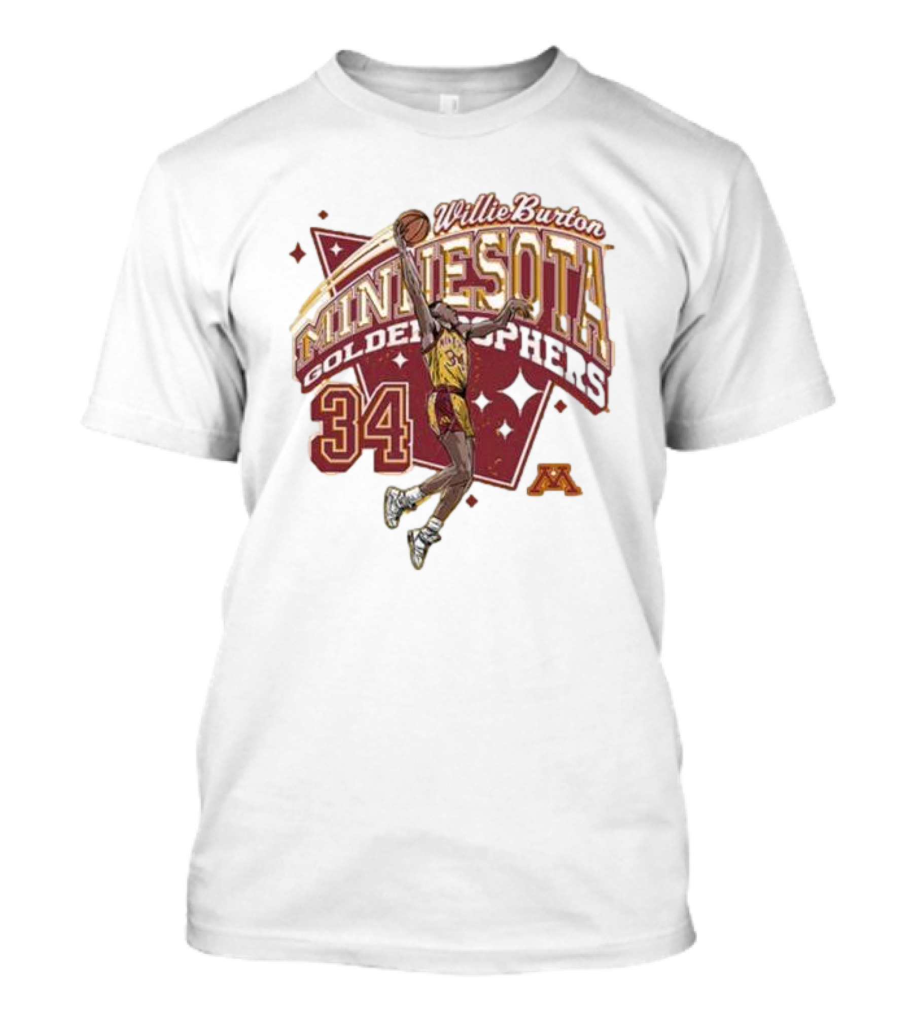 Willie Burton No 34 Minnesota Golden Gophers Basketball Skyhook T-Shirt