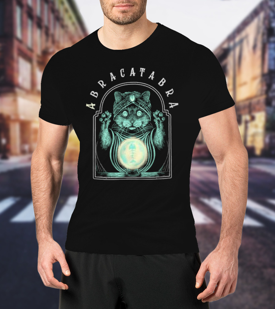 Abracatabra Mystical Cat Crystal Ball By Michelle Nolli T-Shirt