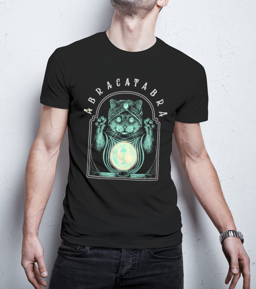 Abracatabra Mystical Cat Crystal Ball By Michelle Nolli T-Shirt