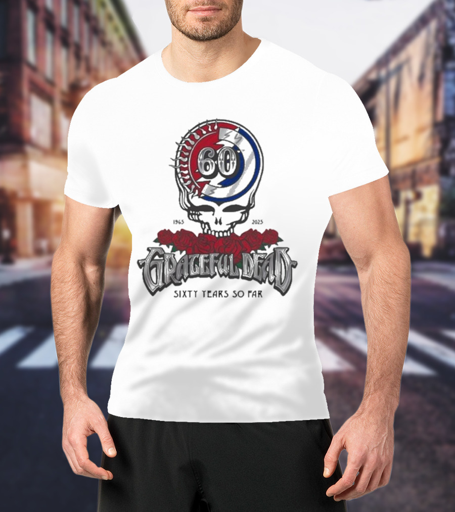 60 Years So Far 1965-2025 Grateful Dead Skull Roses T-Shirt