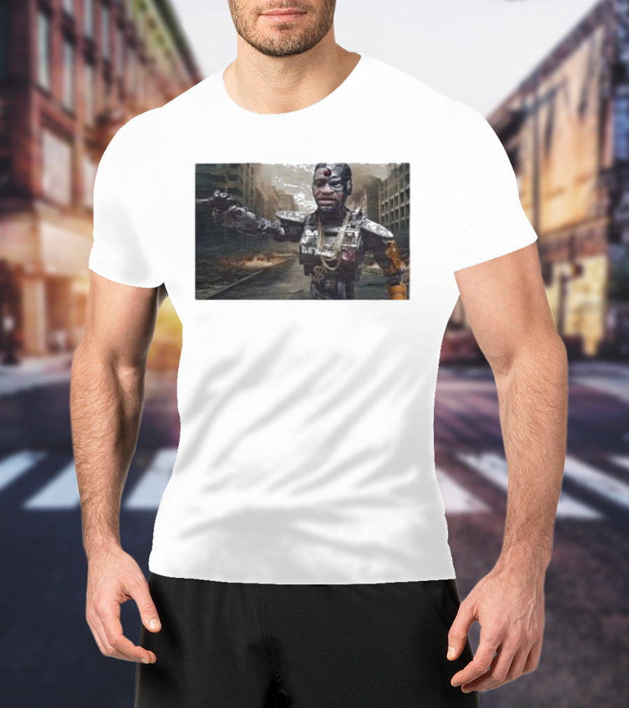 Errl Gangsta Droyd Robot Cyborg In Post-Apocalyptic City Scene T-Shirt