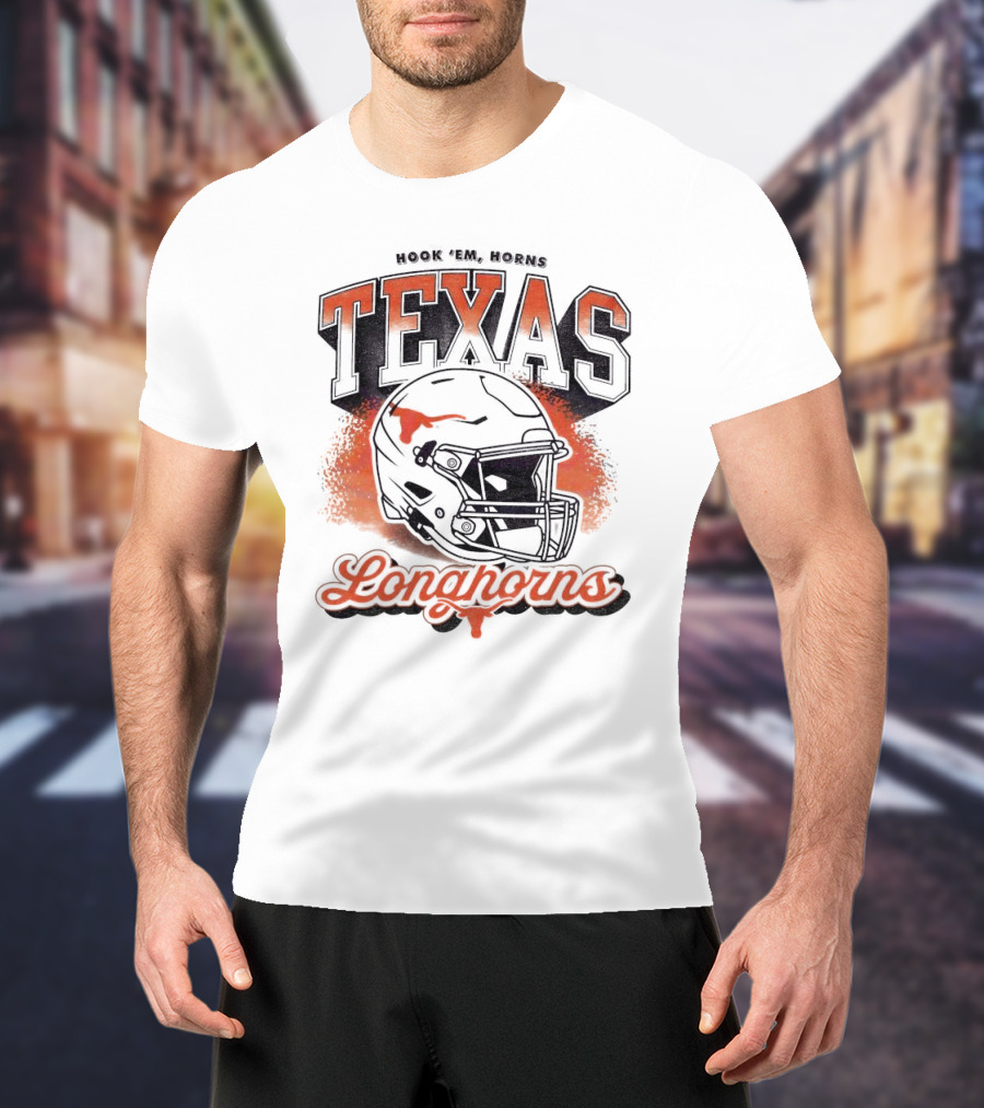 Hook Em Horns Texas Longhorns Football Helmet Texas Longhorns T-Shirt