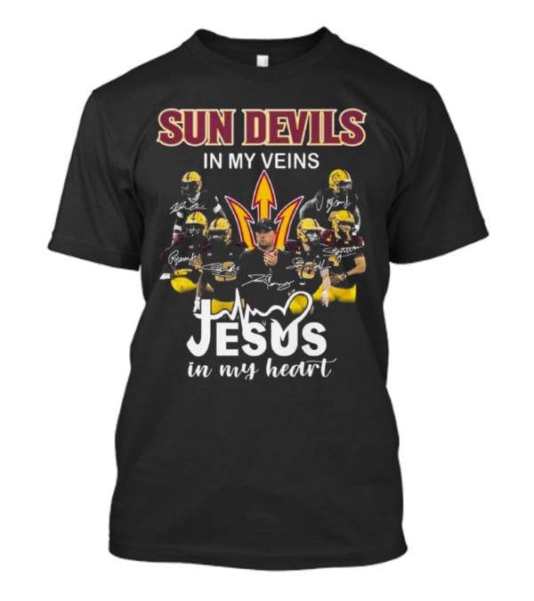 Sun Devils In My Veins Jesus In My Heart Signatures 2025 Football T-Shirt