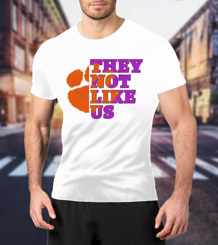 They Not Like Us Clemson Tigers College Football 2025 Orange Paw Prints T-Shirt