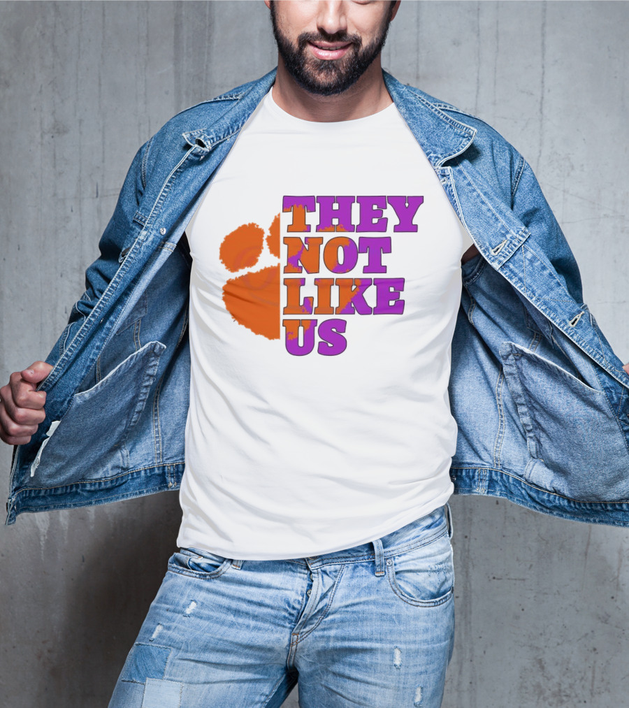 They Not Like Us Clemson Tigers College Football 2025 Orange Paw Prints T-Shirt