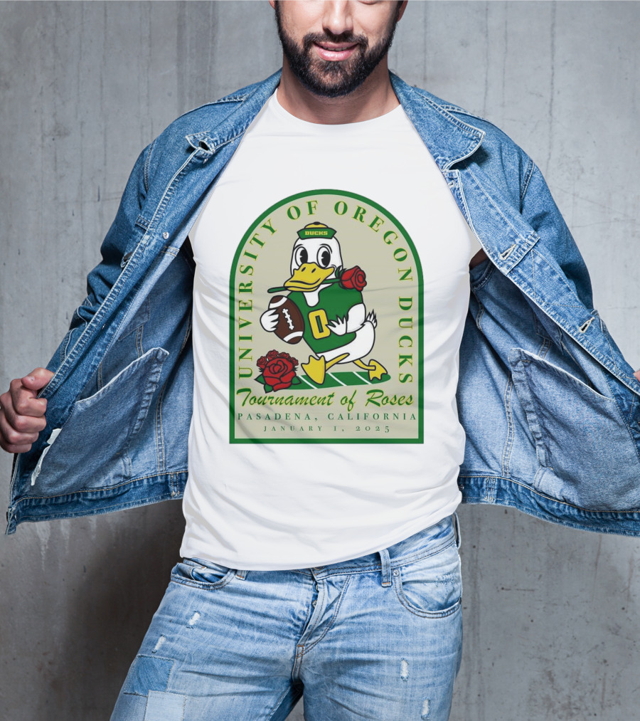 University Of Oregon Ducks Tournament Of Roses Pasadena California January 1 2025 Mascot Football Rose T-Shirt