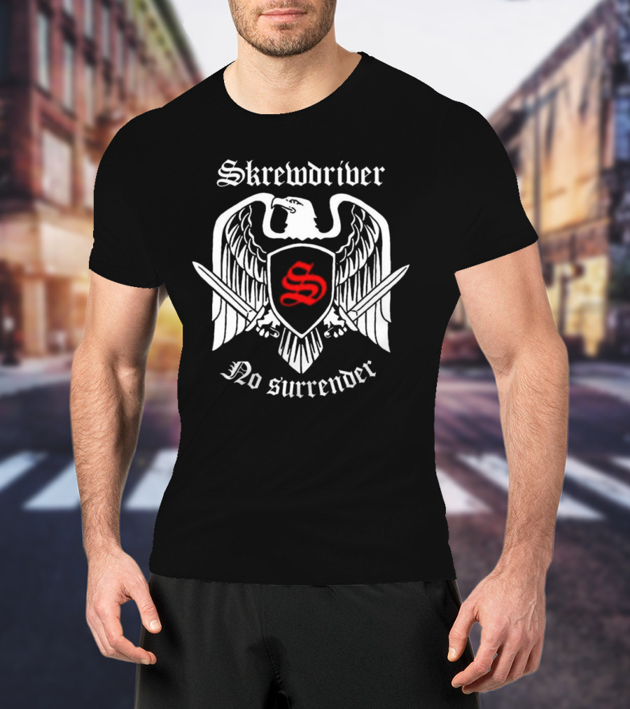 Skrewdriver No Surrender Eagle Shield Sword T-Shirt