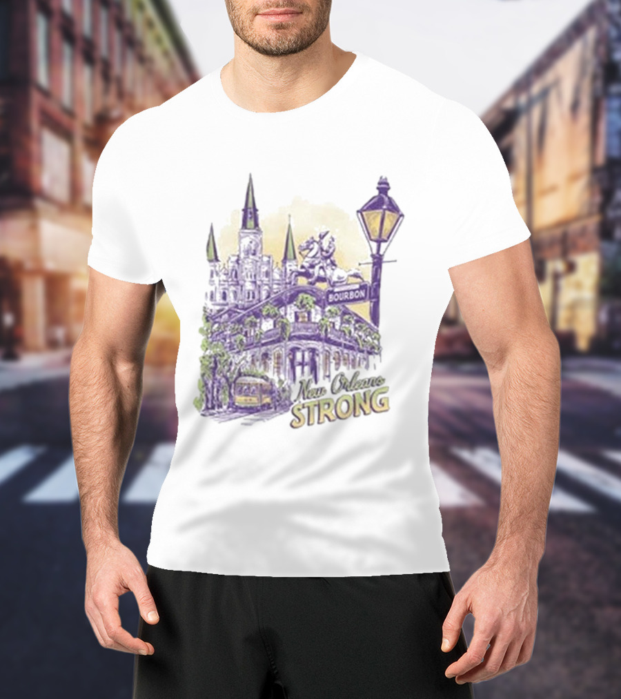 New Orleans Strong Bourbon Street Charity Iconography T-Shirt