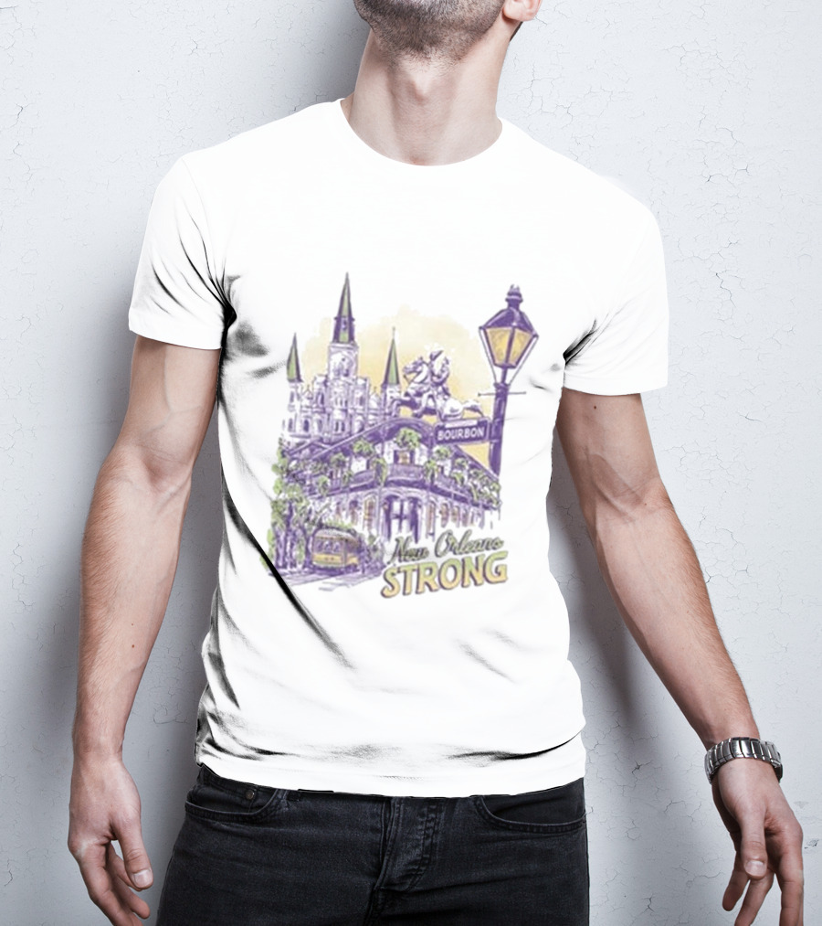 New Orleans Strong Bourbon Street Charity Iconography T-Shirt