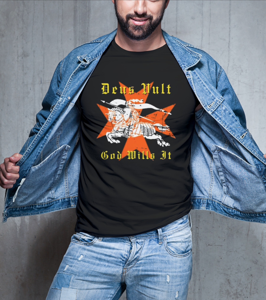 Deus Vult God Wills It Maltese Cross Knight T-Shirt
