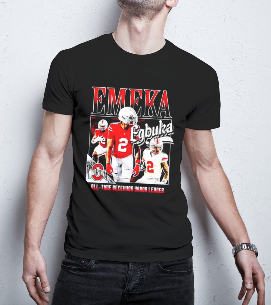 Ohio State Buckeyes Emeka Egbuka All-Time Receiving Yards Leader T-Shirt