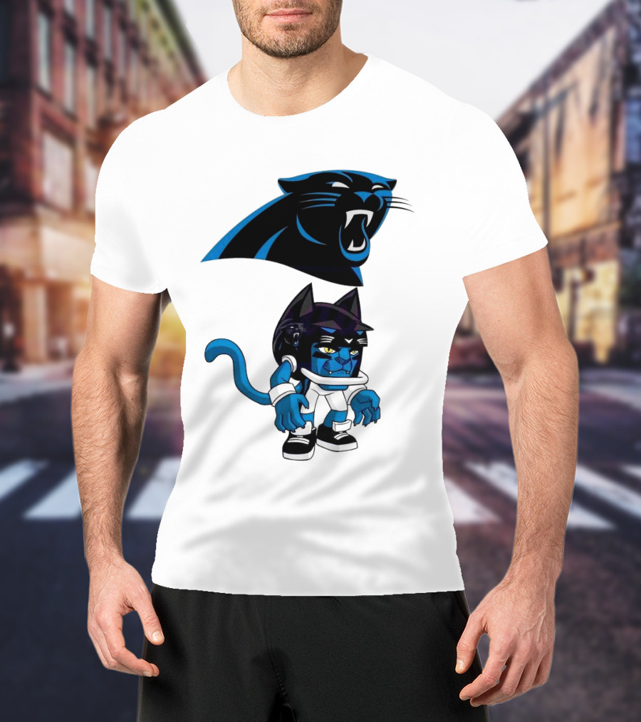 Rush Zone Carolina Panthers NFL Cartoon Character 2025 Football Mascot T-Shirt