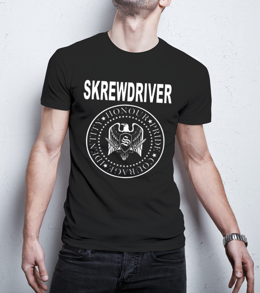 SKREWDRIVER Honour Pride Courage Identity Eagle Emblem T-Shirt