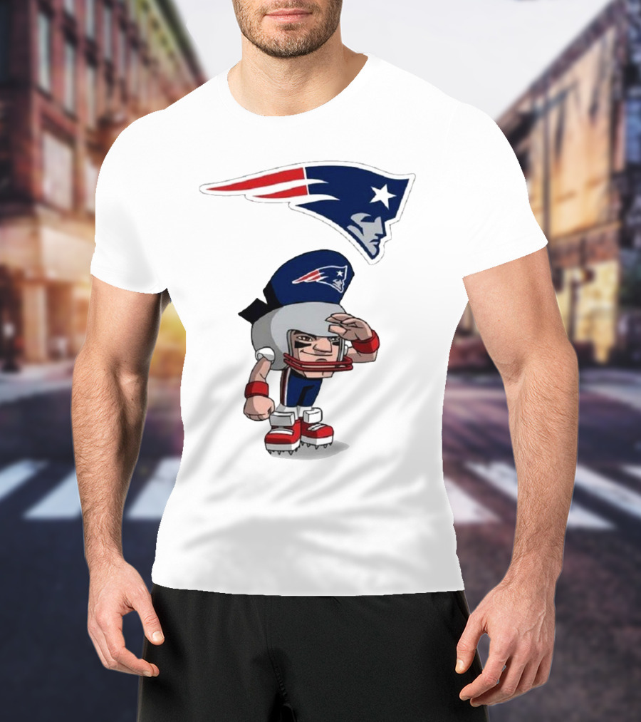 Rush Zone New England Patriots NFL Cartoon Character 2025 Saluting Player With Patriots T-Shirt