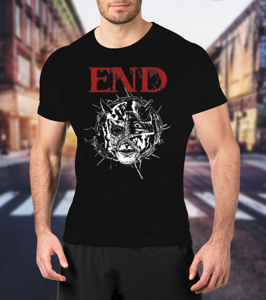 Closed Casket Activities End Distorted Face Thorned Devil Mask T-Shirt