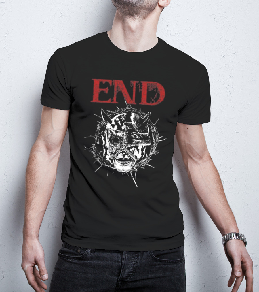 Closed Casket Activities End Distorted Face Thorned Devil Mask T-Shirt