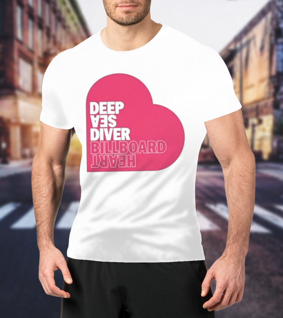 Deep Sea Diver Pink Billboard Heart T-Shirt