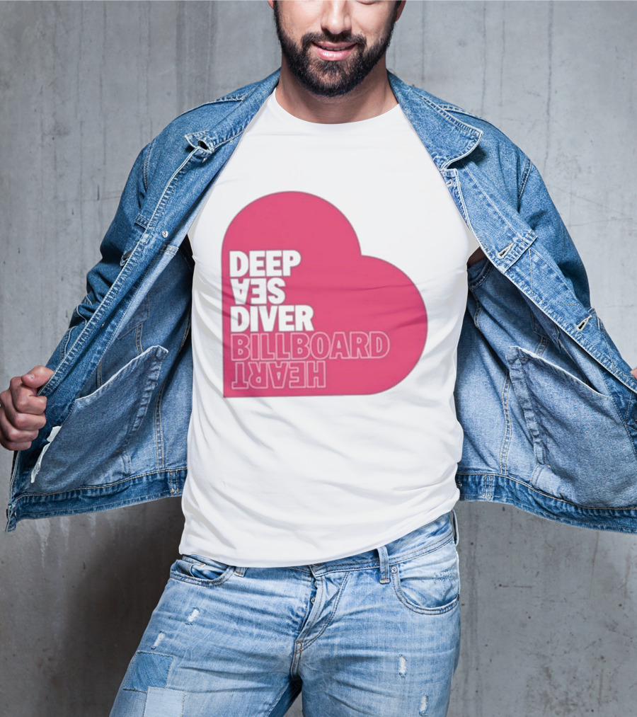 Deep Sea Diver Pink Billboard Heart T-Shirt