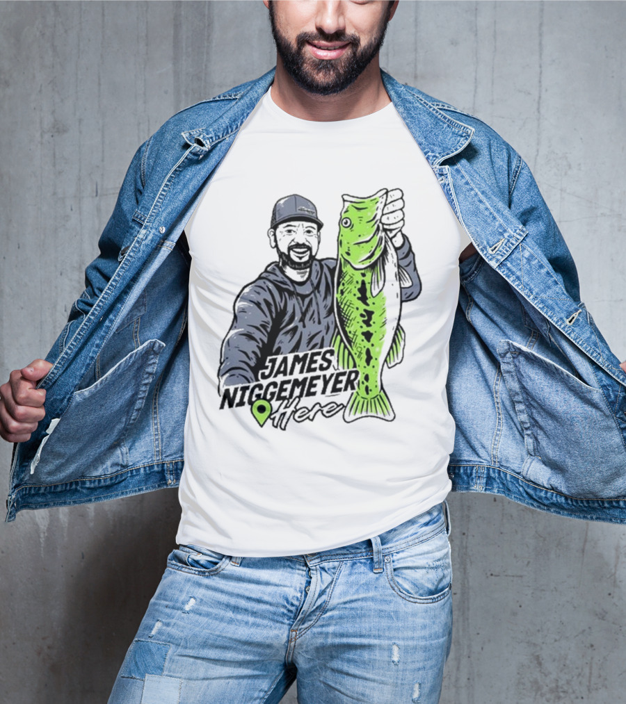 James Niggemeyer Here Holding Green Fish T-Shirt