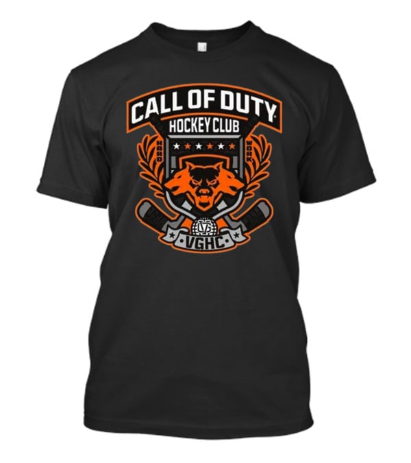 Call Of Duty Hockey Club VGHC Hard Work Bear Crest With Sticks And Stars T-Shirt