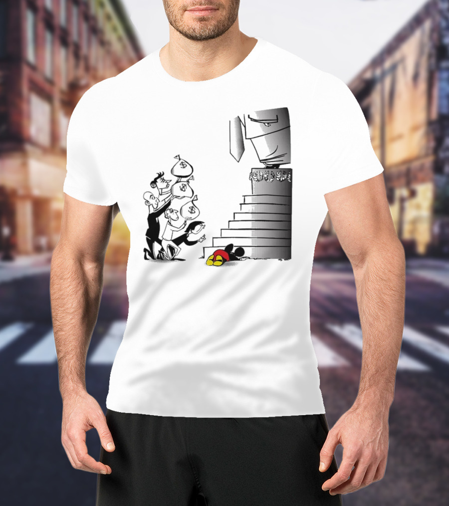 Newspaper Cartoon Economic Commentary Symbolic Imagery Money Hierarchy T-Shirt