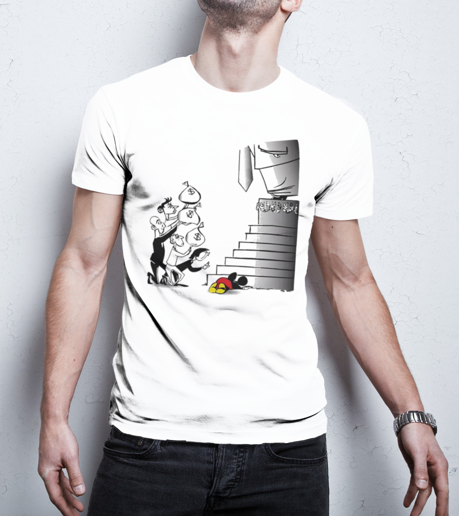 Newspaper Cartoon Economic Commentary Symbolic Imagery Money Hierarchy T-Shirt