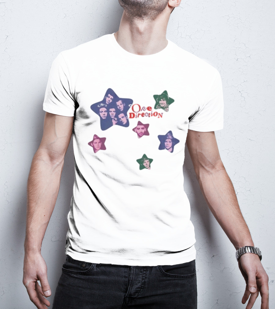One Direction Colorful Star Faces T-Shirt