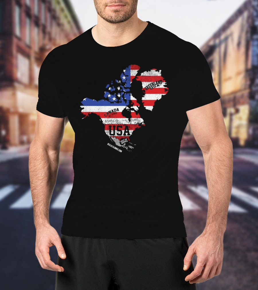 USA Canada Greenland Flag Map Bold Lines T-Shirt